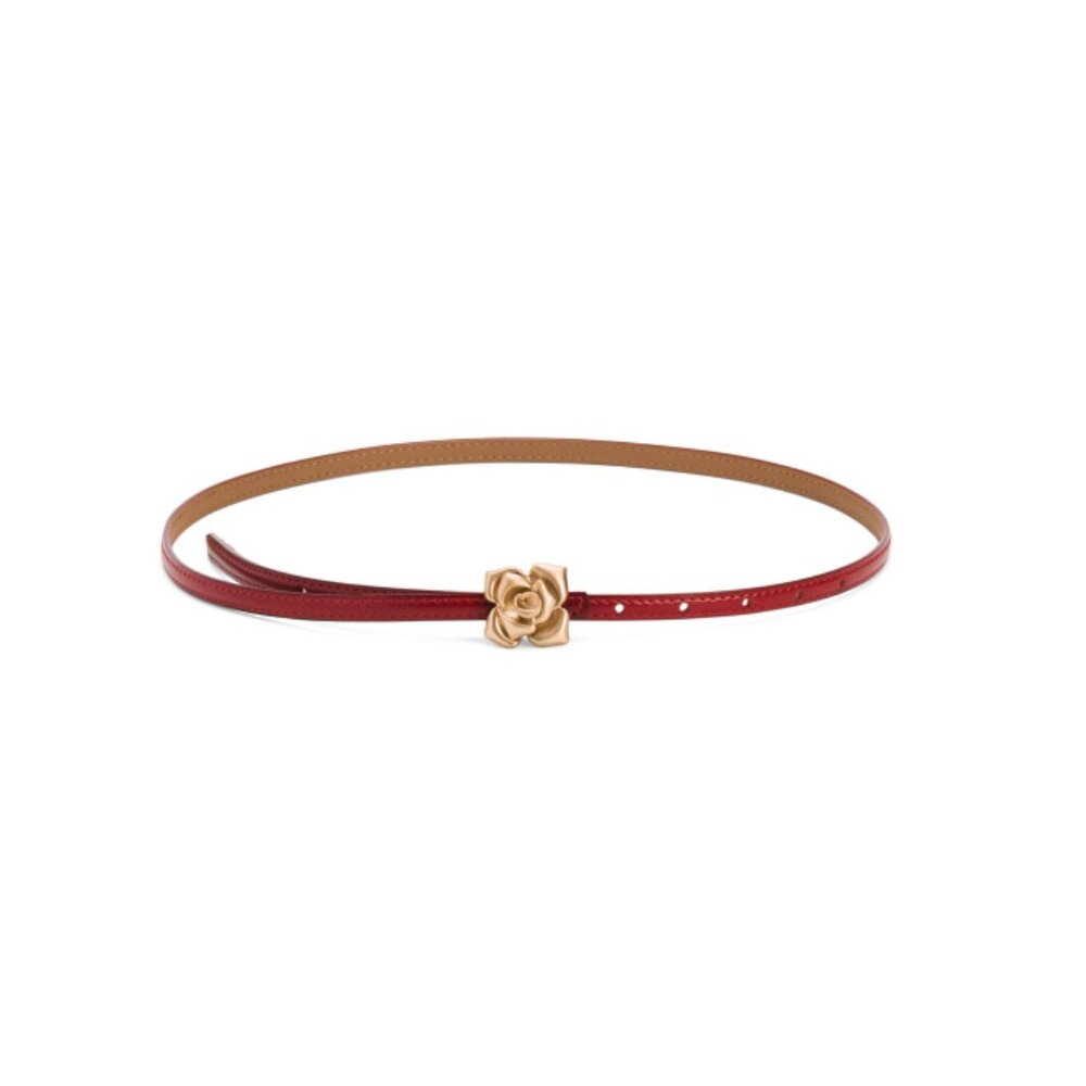 8 OTHER REASONS Red Genuine Leather Rose Buckle Belt